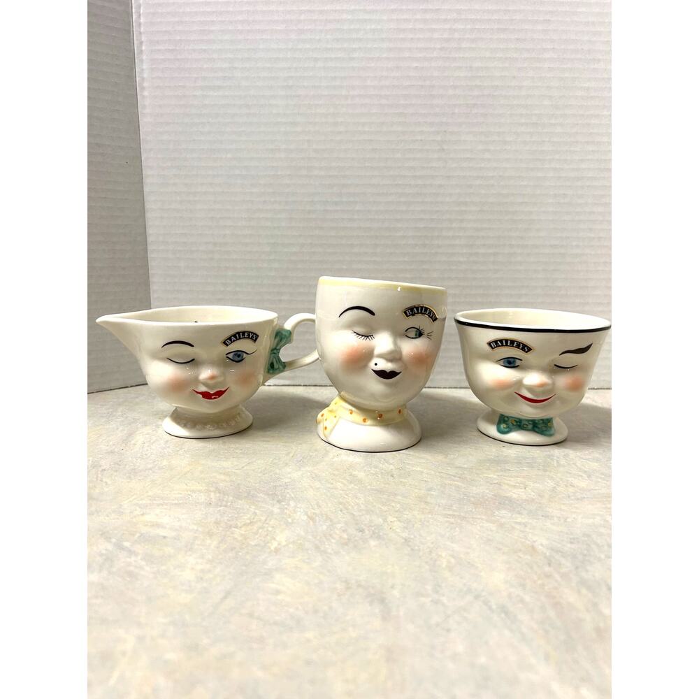 Vintage 1996 Porcelain Baileys Irish Cream "Yum" Collection Sugar, Creamer, Cup‎